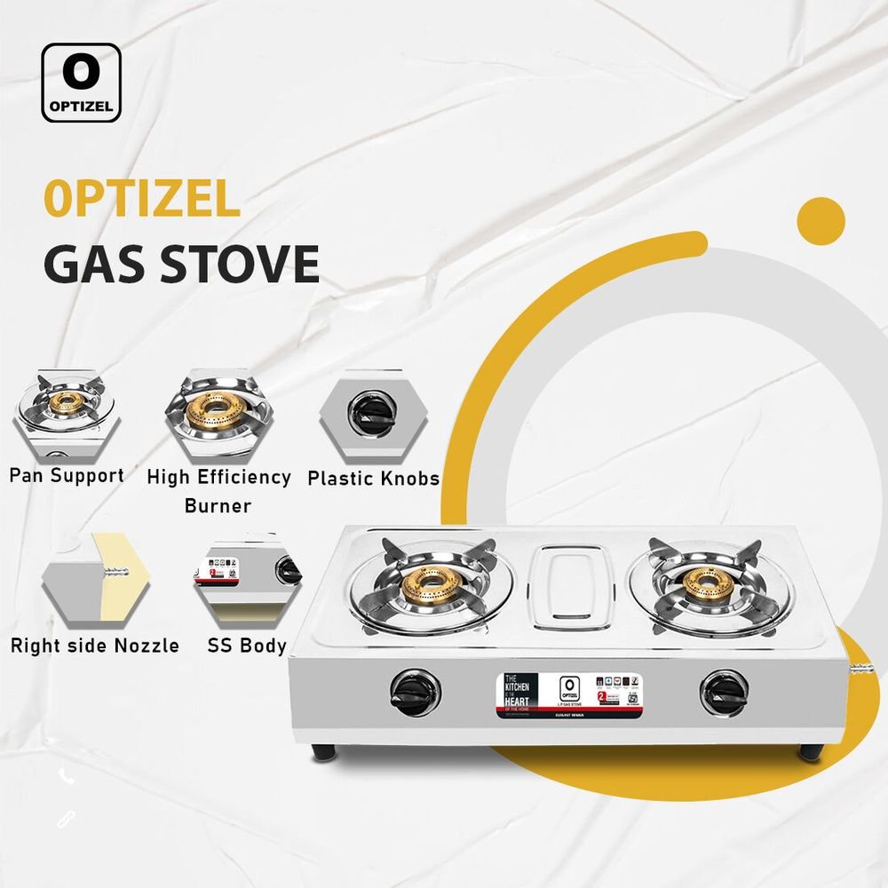 OPTIZEL ADRIA 2 Burner Gas Stove I Stainless Steel Body & PAN Support I Heavy Build I 2 Years Warranty I Free Delivery OPTIZEL ADRIA 2 Burner Gas Stove I Stainless Steel Body & PAN Support I Heavy Build I 2 Years Warranty I Free Delivery