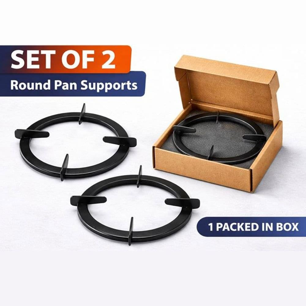 OPTIZEL ABNUB Universal Pan Support for Gas Stove | Mild Steel | Powder Coated | Strong Build | Set of 2 | Free Delivery